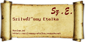 Szilvássy Etelka névjegykártya
