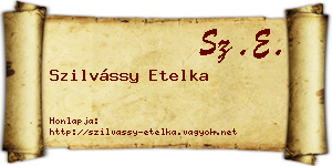 Szilvássy Etelka névjegykártya